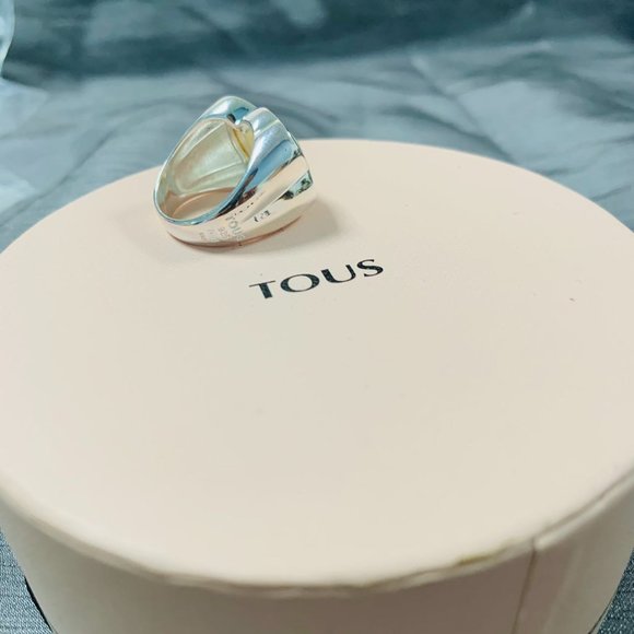 TOUS Ring Silver TOUS Color Ring with faceted mother-of-pearl Women Jewelry 56# - Picture 2 of 14